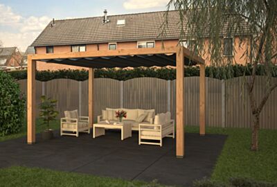 Pergola met schaduwdoek 404x394 cm - Douglas